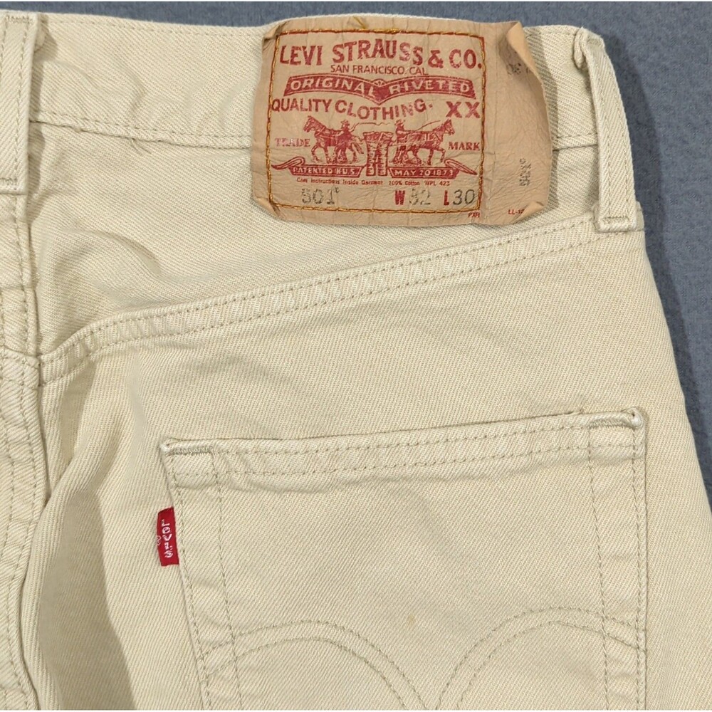 Levi's VTG Jeans Men's 32x30 Fits 29x29 Beige 501 Straight Button Fly Classic